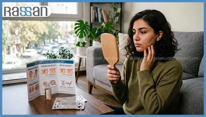 علت برگشت جوش بعد از قطع راکوتان چیست؟ 2 خانم در حال بررسی جوشهای صورت در آینه پس از اتمام دوره و قطع مصرف قرص راکوتان