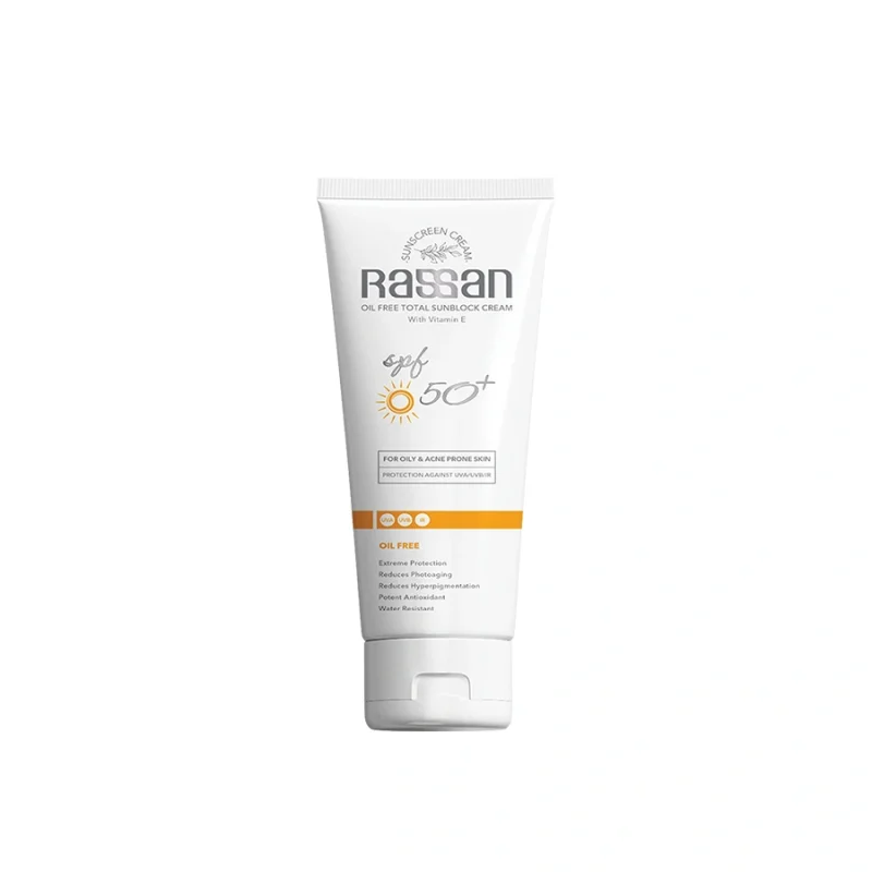 کرم ضد آفتاب پوست چرب فاقد رنگ و چربی با spf50 راسن