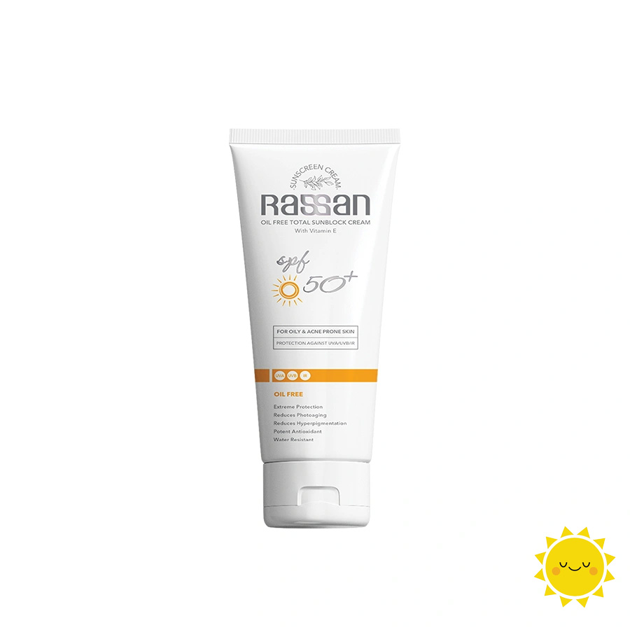 کرم ضد آفتاب پوست چرب فاقد رنگ و چربی با spf50 راسن