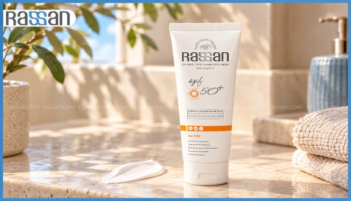 آیا ضد آفتاب از پیری زودرس پوست جلوگیری میکند؟ 2 کرم ضد آفتاب راسن SPF 50+ کنار نور پنجره برای مراقبت روزانه از پوست